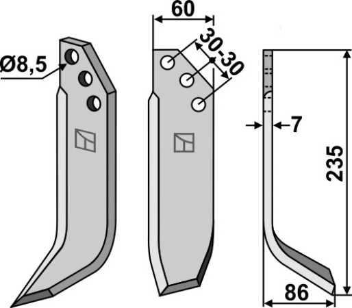 Fräsmesser 235x60mm, rechts